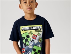 Name It t-shirt navy blazer with Minecraft print